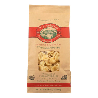 An image displaying Montebello Organic Pasta - Orecchiette - Case Of 12 - 1 Lb. by Montebello