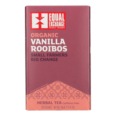 An image displaying Equal Exchange Organic Herbal Tea Vanilla Rooibos - Vanilla - Case Of 6 - 20 Bags by Equal Exchange