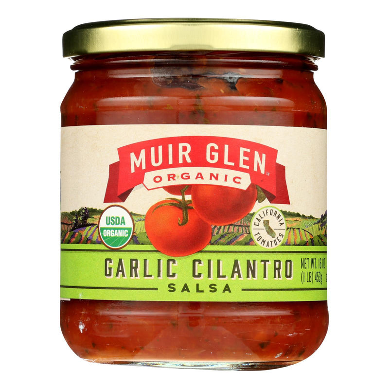 Muir Glen Medium Garlic Cilantro Salsa - Tomato - Case Of 12 - 16 Ounce