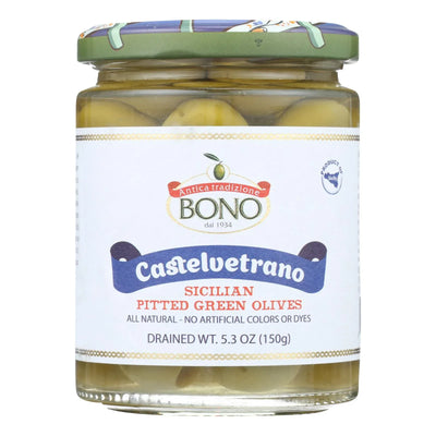An image displaying Bono - Olives Pitted Green - Case Of 6-5.3 Ounce by Bono