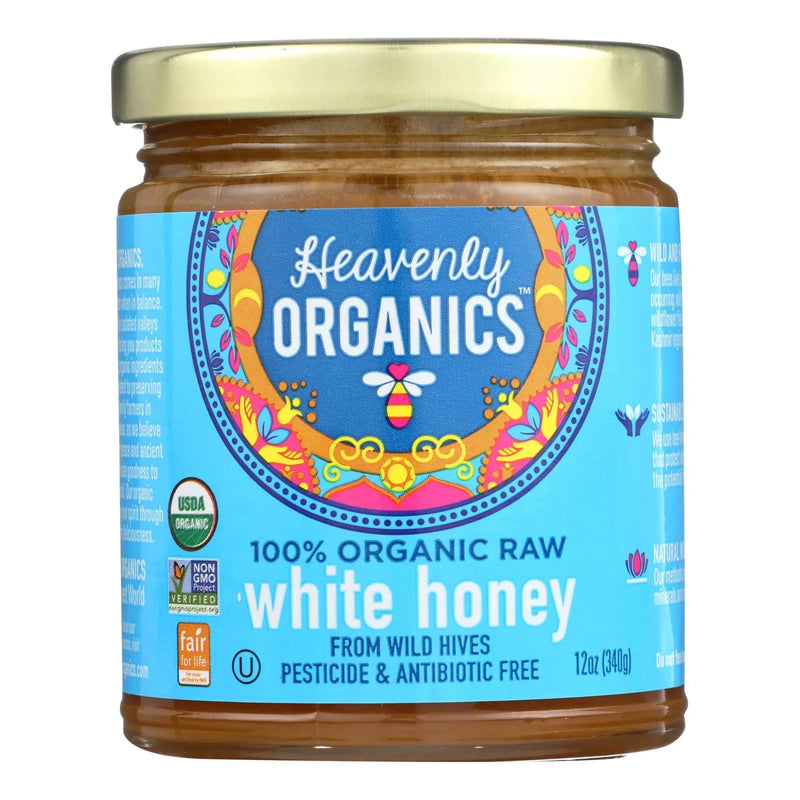 Heavenly Organics Organic Honey - White Raw - Case Of 6 - 12 Ounce.