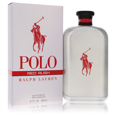 An image displaying Polo Red Rush by Ralph Lauren Eau De Toilette Spray 6.7 oz for Men by Ralph Lauren