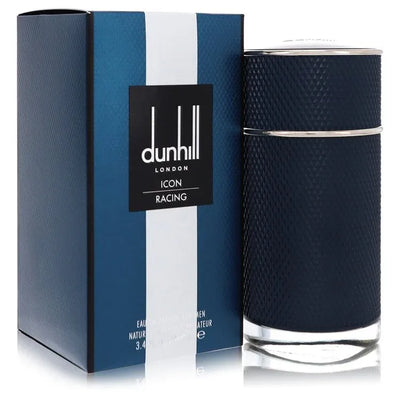 An image displaying Dunhill Icon Racing Blue by Alfred Dunhill Eau De Parfum Spray 3.4 oz for Men by Alfred Dunhill