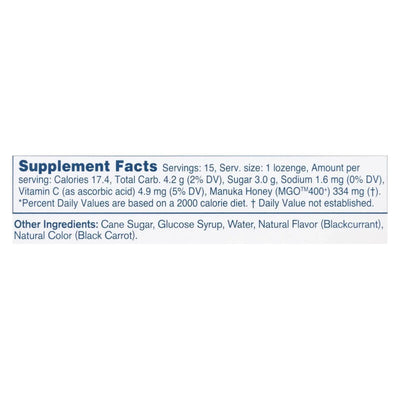 An image displaying Manuka Health - Lozenges Honey Mgo 400+ Blkcrnt - 1 Each 1-15 Count by Manuka Health