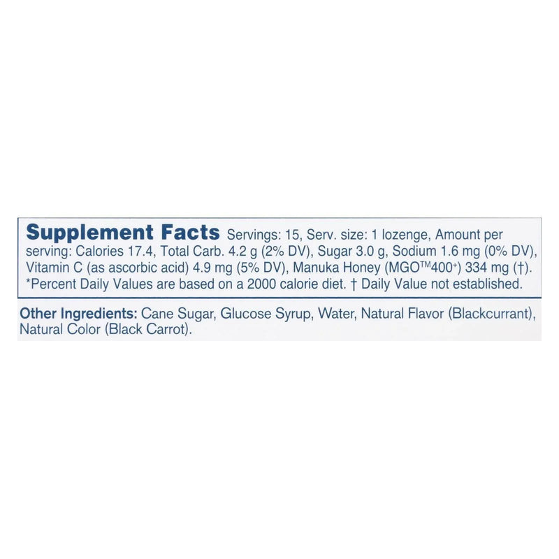 An image displaying Manuka Health - Lozenges Honey Mgo 400+ Blkcrnt - 1 Each 1-15 Count by Manuka Health