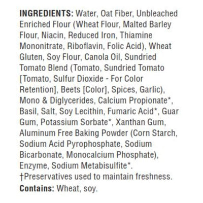 Tumaro's 8-inch Sundried Tomato Basil Carb Wise Wraps - Case Of 6 - 8 Count