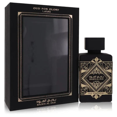 An image displaying Oud For Glory Badee Al Oud by Lattafa Eau De Parfum Spray 3.4 oz for Women by Lattafa