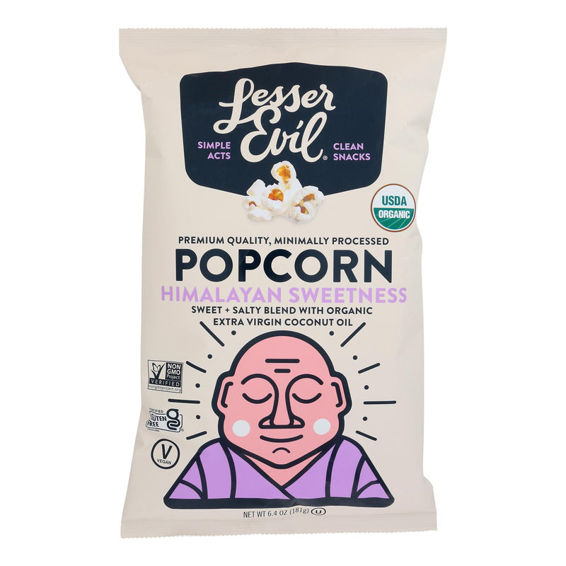An image displaying Lesser Evil - Popcorn Himlyn Swtness - Case Of 12-6.4 Oz by Lesser Evil