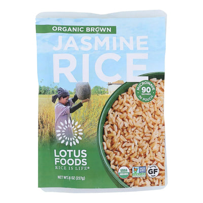 An image displaying Lotus Foods - Rice Brn Jas Pouch - Case Of 6-8 Ounce by Lotus Foods