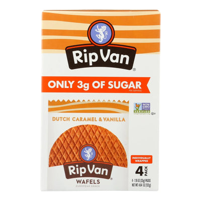 An image displaying Rip Vanilla Wafels - Wafel Dtch Caramel Vanilla 4pk - Case Of 12-4.64 Ounce by Rip Van Wafels
