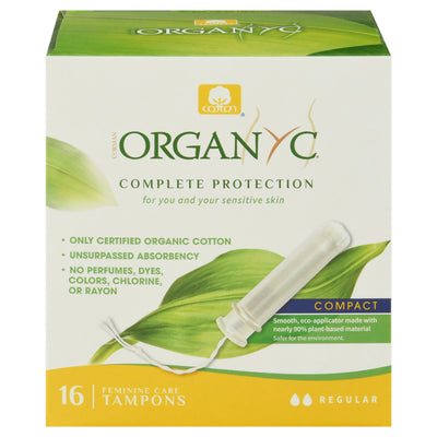An image displaying Organyc - Tampons Reg Cotton Appl - 1 Each - 16 Ct by Organyc