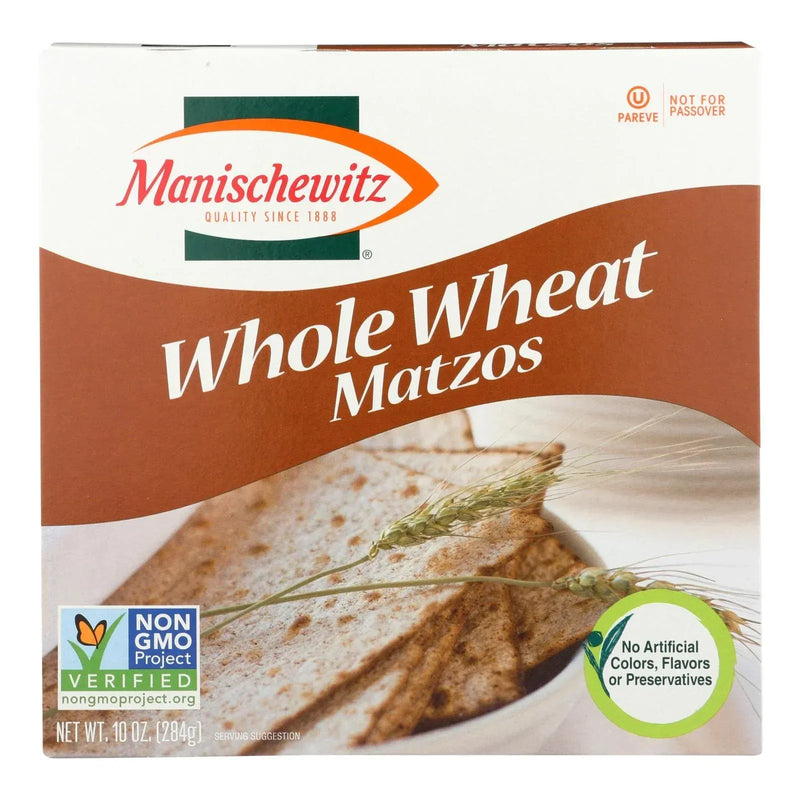 An image displaying Manischewitz - Whole Wheat Matzo - Case Of 12 - 10 Ounce. by Manischewitz