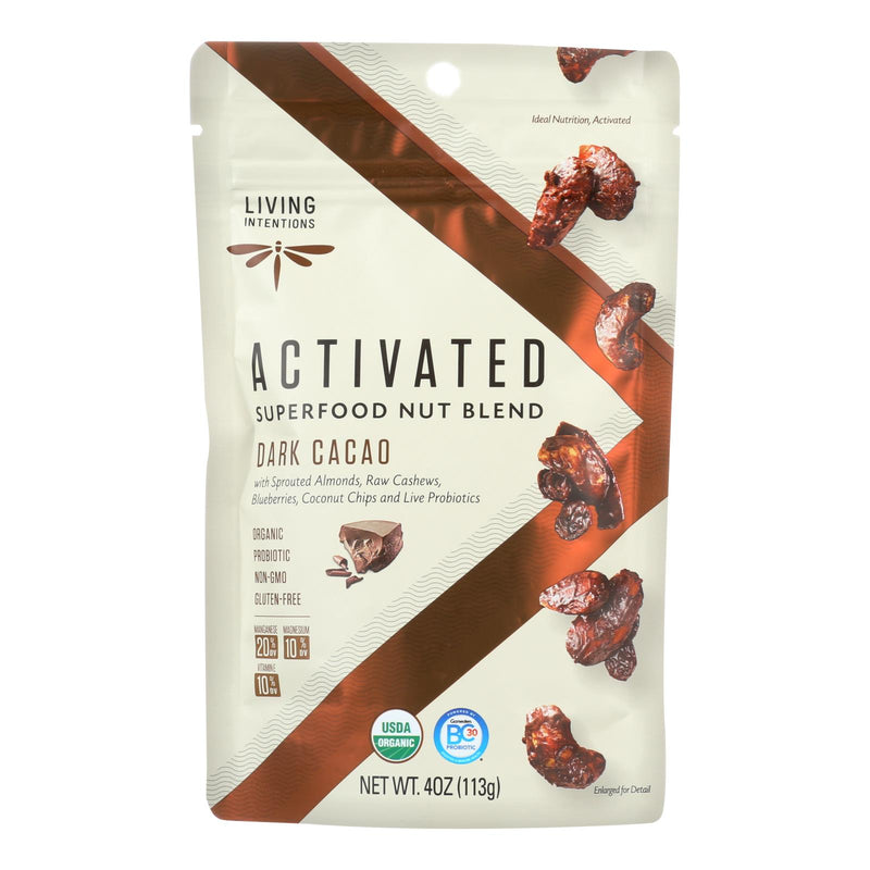 An image displaying Living Intentions Nut Blend - Sprouted - Dark Cacao - Case Of 6 - 4 Oz by Living Intentions