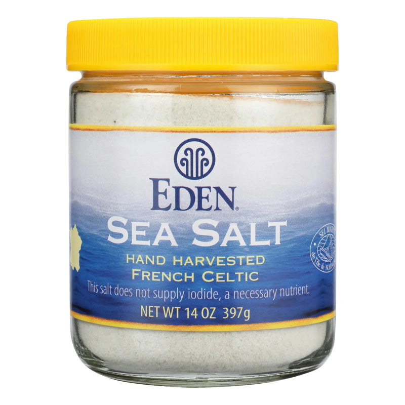 An image displaying Eden Foods French Celtic Sea Salt - Case Of 12 - 14 Ounce by Eden Foods