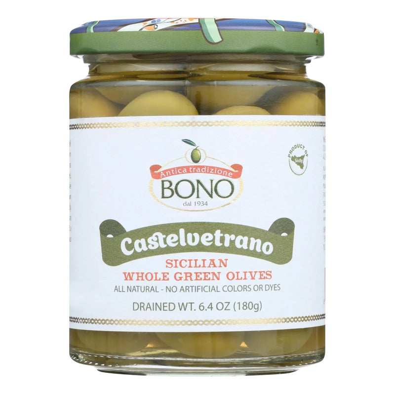 An image displaying Bono - Olives Whole Green - Case Of 6-6.4 Ounce by Bono