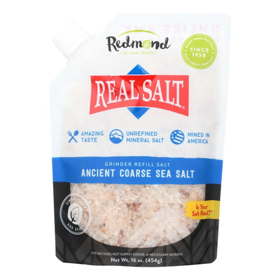 An image displaying Real Salt Coarse Grind Pouch - Case Of 6 - 16 Ounce. by Real Salt