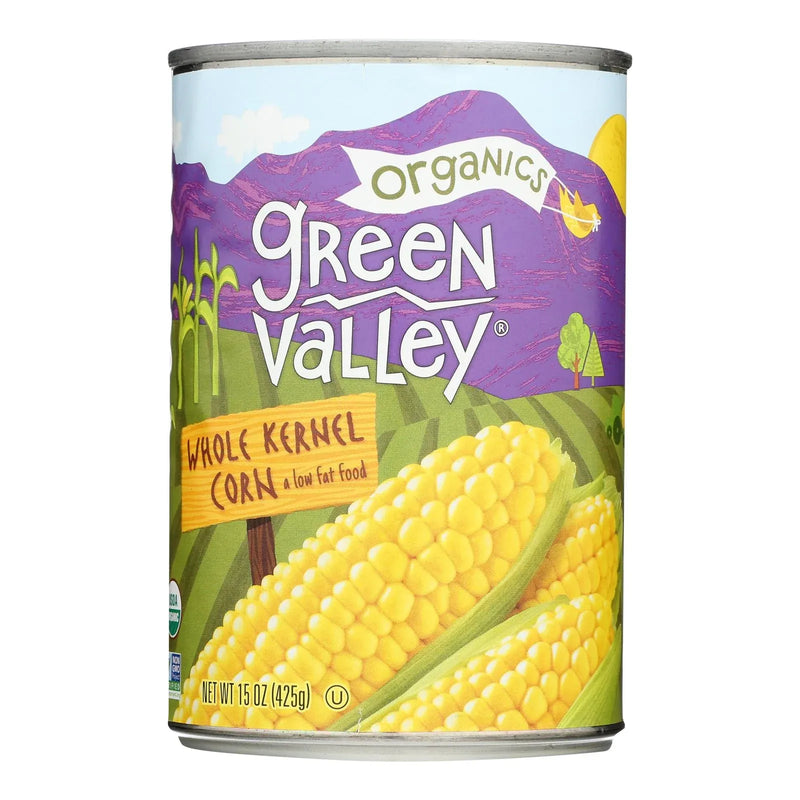 An image displaying Green Valley Organics - Corn Whole Kernel Sweet - Case Of 12-15 Ounce by Green Valley