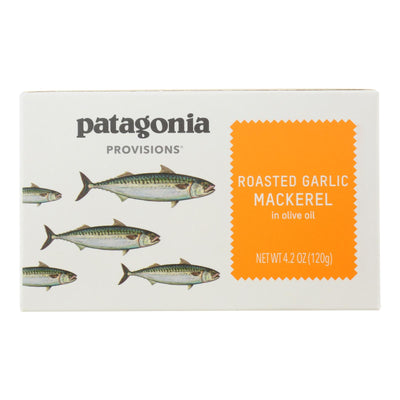 An image displaying Patagonia Provisions - Mackerel Roasted Garlic - Case Of 10-4.2 Oz by Patagonia