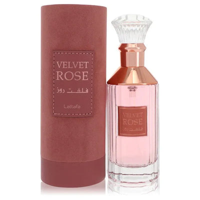 An image displaying Lattafa Velvet Rose by Lattafa Eau De Parfum Spray 3.4 oz for Women by Lattafa
