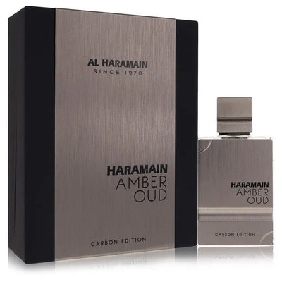An image displaying Al Haramain Amber Oud Carbon Edition by Al Haramain Eau De Parfum Spray 2 oz for Men by Al Haramain