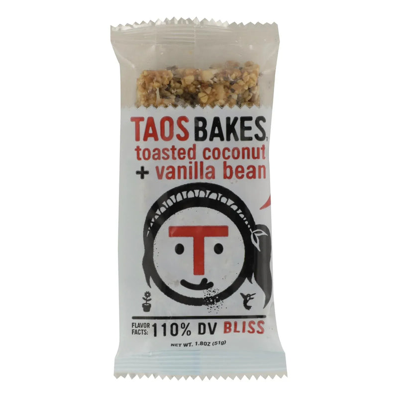 An image displaying Taos Bakes - Bar Tsted Cocont Vanilla Bean - Case Of 12 - 1.8 Ounce by Taos Bakes