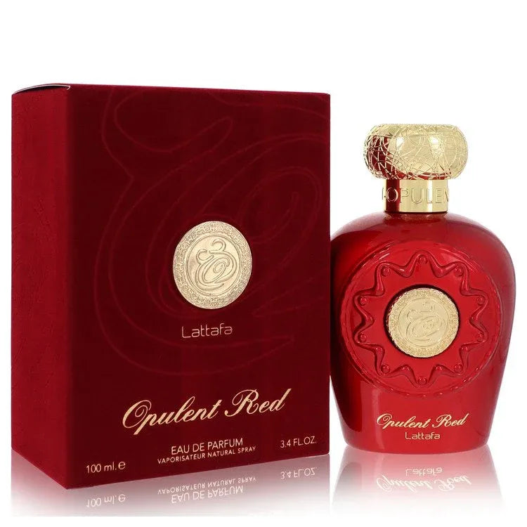 An image displaying Lattafa Opulent Red by Lattafa Eau De Parfum Spray 3.4 oz for Women by Lattafa