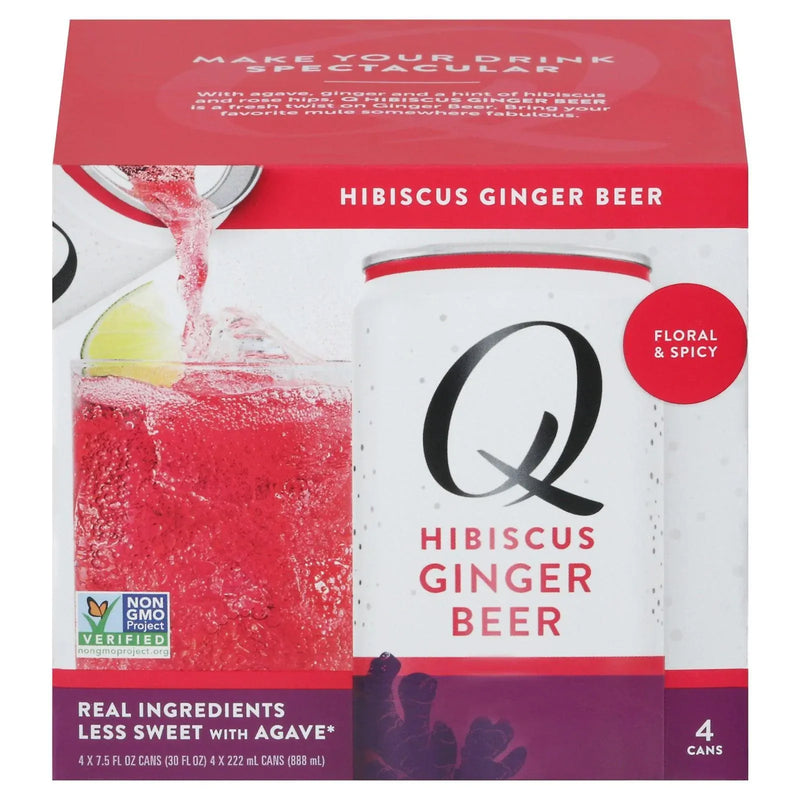 An image displaying Q Drinks - Soda Ginger Beer Hibsc Can - Case Of 6-4/7.5 Ounce by Q Drinks