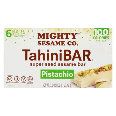 An image displaying Mighty Sesame Company - Tahini Bar Pistachio - Case Of 8 - 6/3.8 Ounce by Mighty Sesame Company