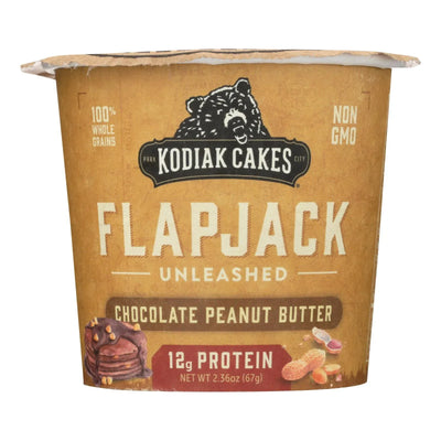 An image displaying Kodiak Cakes Flapjack Cup Peanut Butter Dark Chocolate - Case Of 12 - 2.36 Ounce by Kodiak Cakes