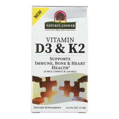 An image displaying Nature's Answer - Vitamin D3 & K2 Drops - 1 Each-.5 Fz by Nature's Answer