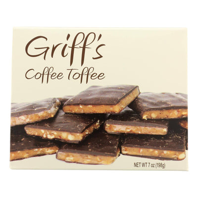 An image displaying Griff's Coffee Toffee - Coffee Toffee Chocolate Pecan - Case Of 6-7 Ounce by Griff's Coffee Toffee