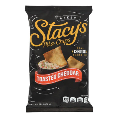 An image displaying Stacy's Pita Chips - Toasted Cheddar - Case Of 12 - 7.33 Ounce by Stacy's Pita Chips