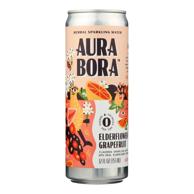 Aura Bora - Sparkling Water Elderflower Grapefruit - Case Of 12 - 12 Ounce