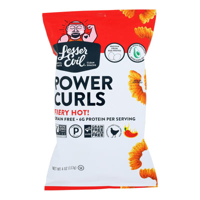 An image displaying Lesser Evil - Power Curls Fiery Hot - Case Of 9-4 Oz by Lesser Evil