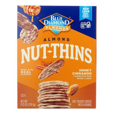 An image displaying Blue Diamond - Nut Thin Crackers - Honey Cinnamon - Case Of 12 - 4.25 Ounce. by Blue Diamond