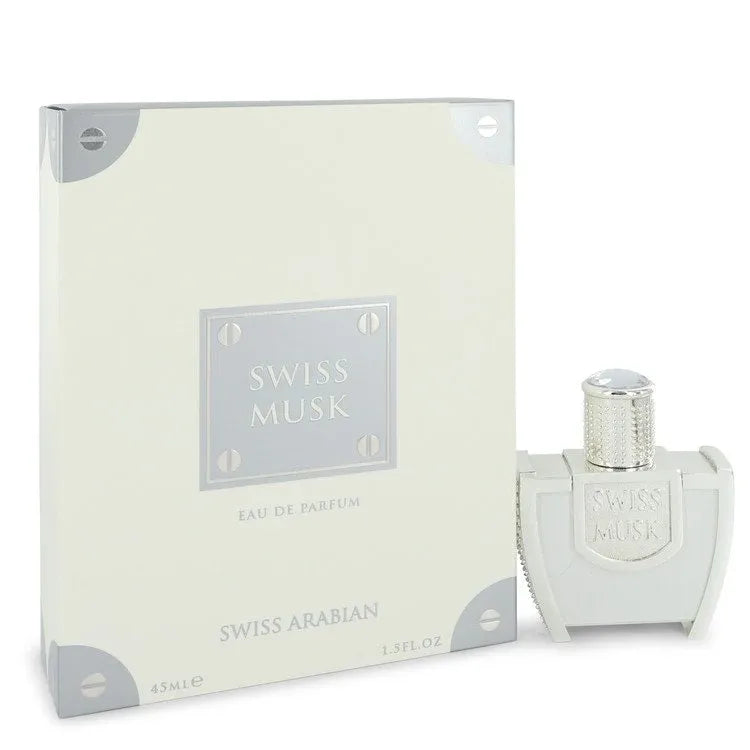 An image displaying Swiss Musk by Swiss Arabian Eau De Parfum Spray 1.5 oz for Men by Swiss Arabian