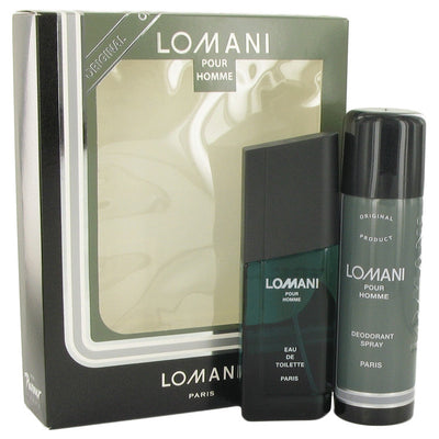 An image displaying Lomani by Lomani Gift Set -- 3.4 oz Eau De Toilette Spray + 6.7 oz Deodorant Spray for Men by Lomani