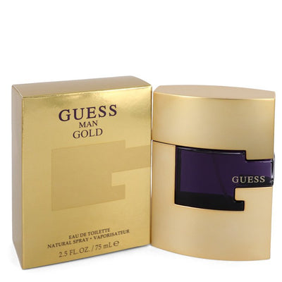 An image displaying Guess Gold by Guess Eau De Toilette Spray 2.5 oz for Men by Guess