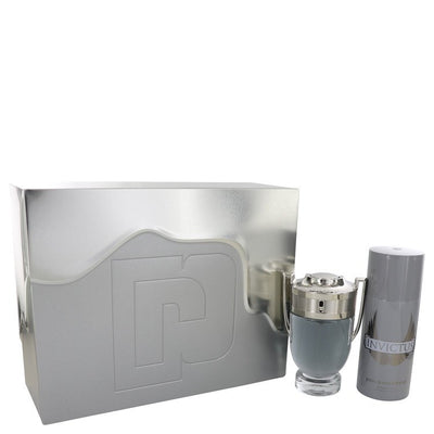 An image displaying Invictus by Paco Rabanne Gift Set -- 3.4 oz Eau De Toilette Spray + 5.1 oz Deodorant Spray for Men by Paco Rabanne