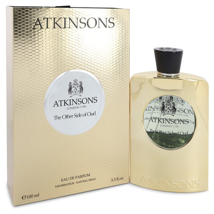 An image displaying The Other Side of Oud by Atkinsons Eau De Parfum Spray (Unisex) 3.3 oz for Women by Atkinsons