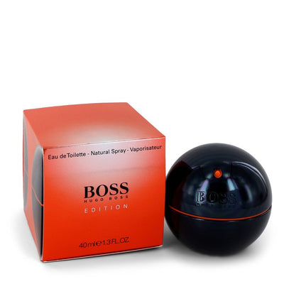 An image displaying Boss In Motion Black by Hugo Boss Eau De Toilette Spray 1.3 oz for Men by Hugo Boss