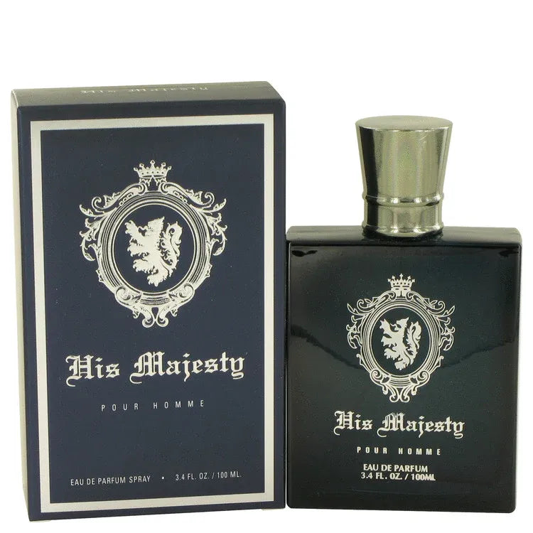 An image displaying His Majesty by YZY Perfume Eau De Parfum Spray 3.4 oz for Men by YZY Perfume