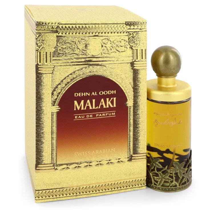 An image displaying Dehn El Oud Malaki by Swiss Arabian Eau De Parfum Spray 3.4 oz for Men by Swiss Arabian