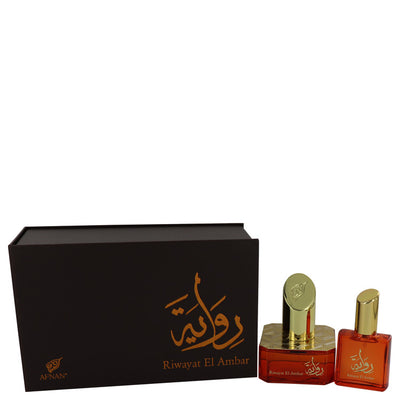 An image displaying Riwayat El Ambar by Afnan Eau De Parfum Spray + Free .67 oz Travel EDP Spray 1.7 oz for Women by Afnan