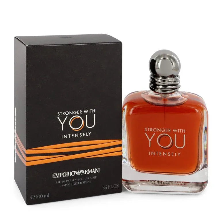 An image displaying Stronger With You Intensely by Giorgio Armani Eau De Parfum Spray 3.4 oz for Men by Giorgio Armani