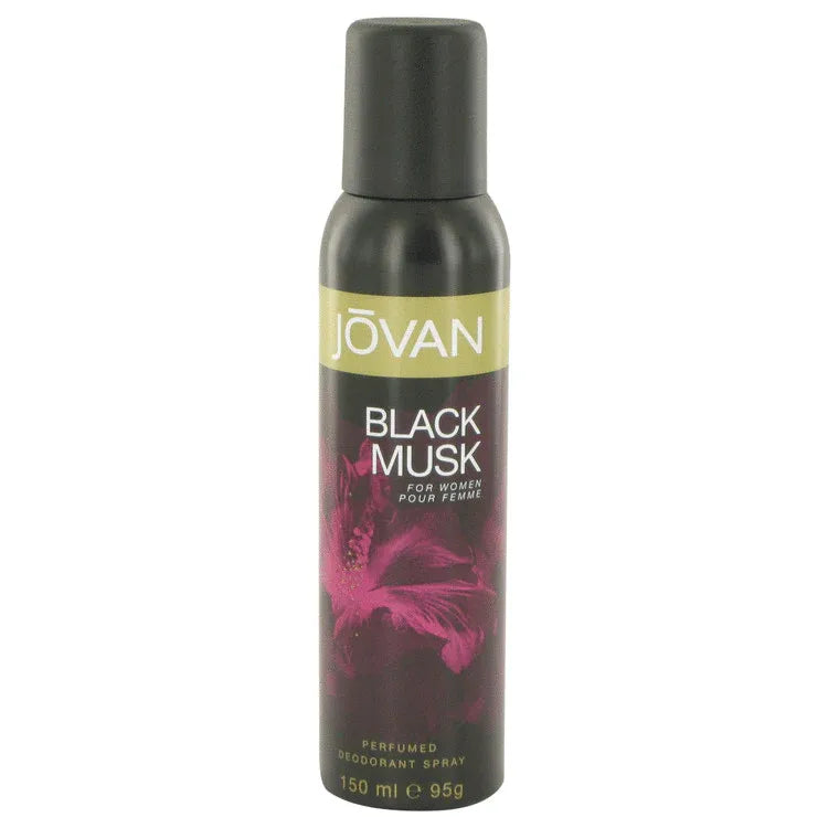 An image displaying Jovan Black Musk by Jovan Deodorant Spray 5 oz for Men by Jovan