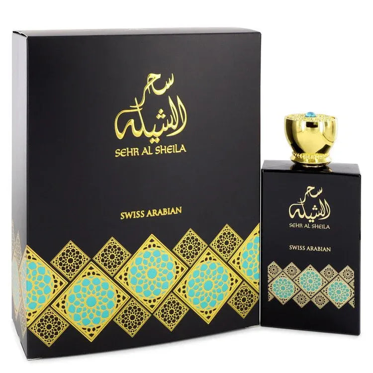 An image displaying Sehr Al Sheila by Swiss Arabian Eau De Parfum Spray 3.4 oz for Women by Swiss Arabian