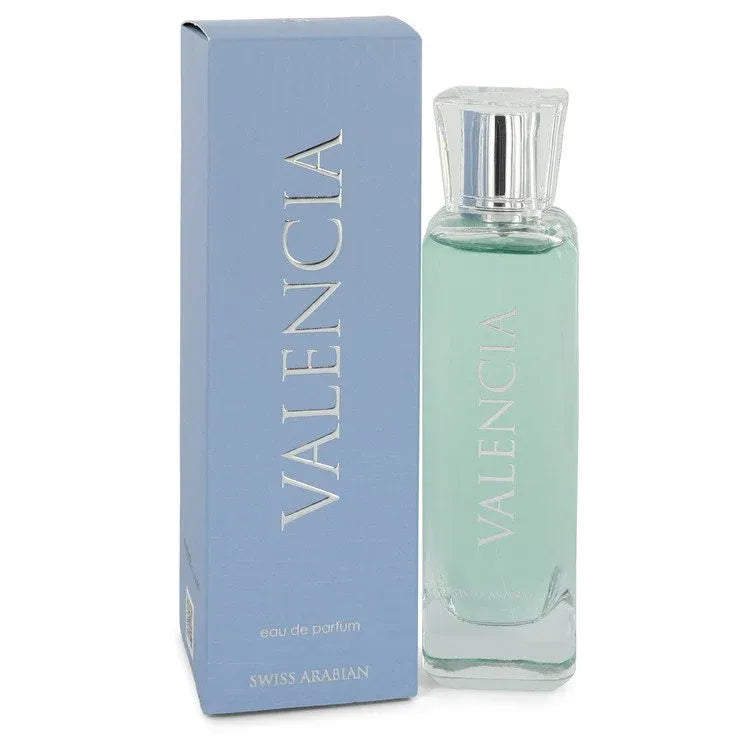 An image displaying Swiss Arabian Valencia by Swiss Arabian Eau De Parfum Spray 3.4 oz for Men by Swiss Arabian