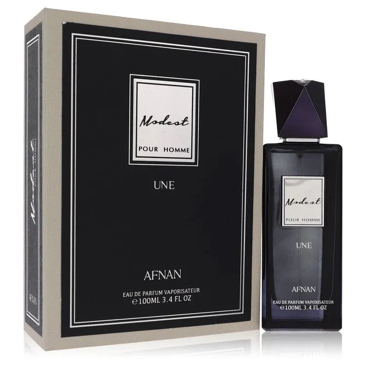 An image displaying Modest Pour Homme Une by Afnan Eau De Parfum Spray 3.4 oz for Men by Afnan