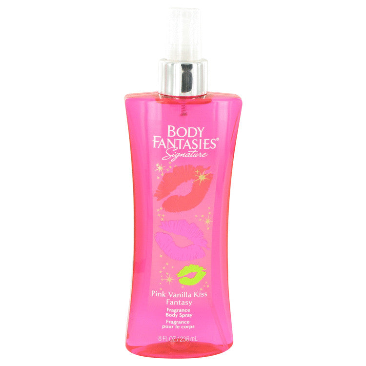 An image displaying Body Fantasies Signature Pink Vanilla Kiss Fantasy by Parfums De Coeur Body Spray 8 oz for Women by Parfums De Coeur